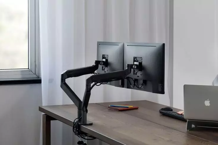Double écran avec bras articulés
