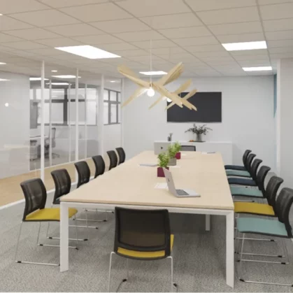 Vue 3D dans la salle de réunion chez Brelet
