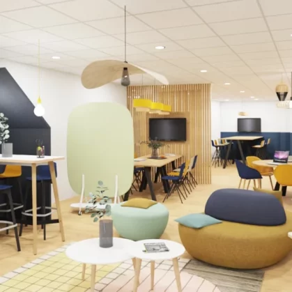 Vue 3D dans l'espace convivialité chez Brelet