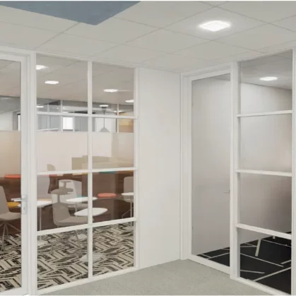 Vue 3D depuis l'extérieur de la salle de réunion