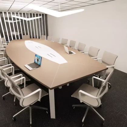 Salle de réunion avec table et chaises