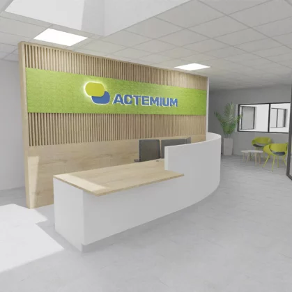 Vue 3D de l'espace d'accueil de Actemium Montoir