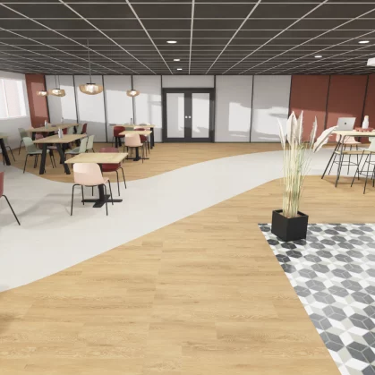 Vue 3D de la salle de pause - groupe SF à Sautron